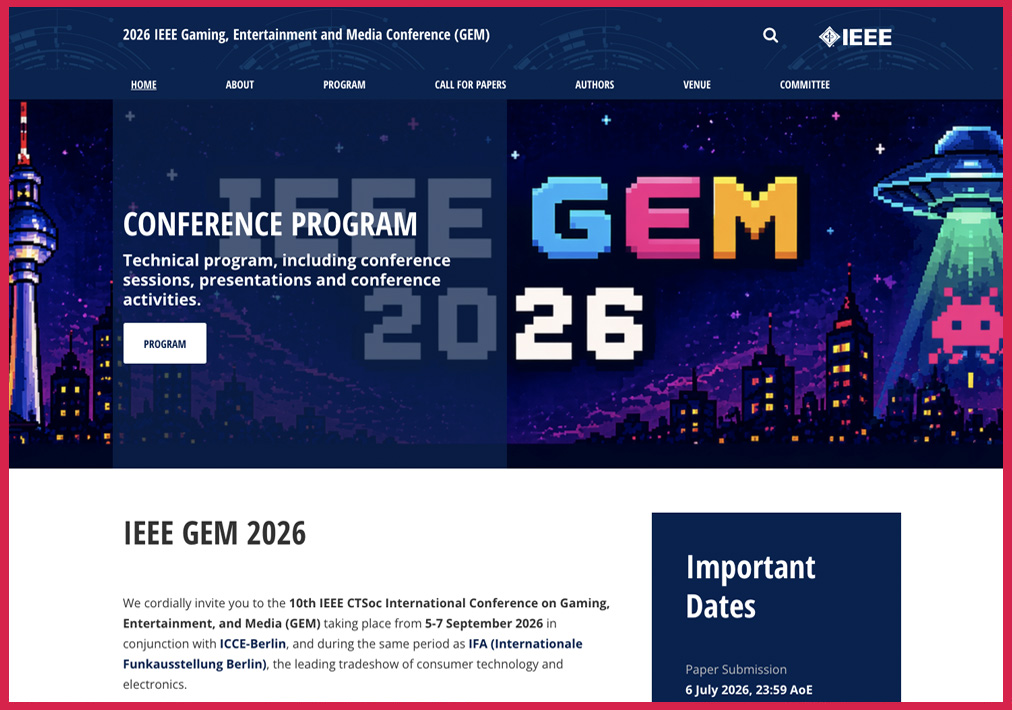 Steve Chan Reviewer for IEEE Gaming, Entertainment, and Media Conference (GEM)
